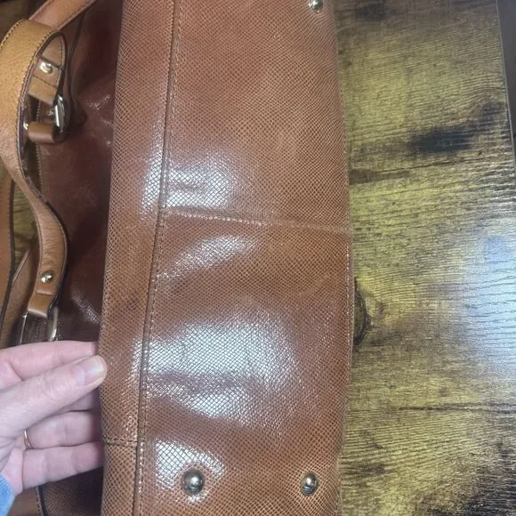 Vintage Makowsky Satchel Bag Brown Leather Large Handbag 16x9x7 Chic Style - Picture 10 of 16